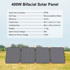 100W 200W 400W Bifacial Solar Panel for ECOFLOW Portable Power Station DELTA 3