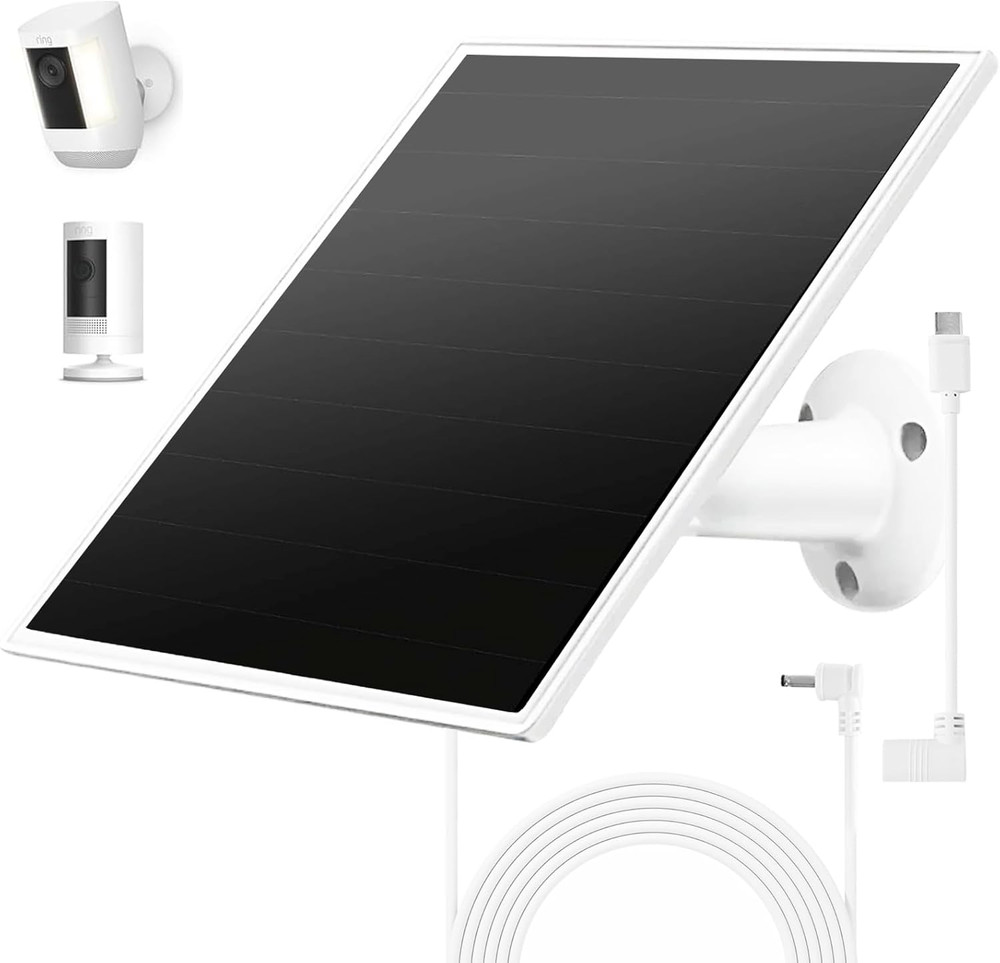 Solar Panel Charger for Ring Camera, Compatible with Ri Ng Stick up Cam