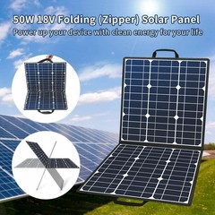 50W 18V Portable Solar Panel, Flashfish Foldable Solar Charger with 5V USB 18V D