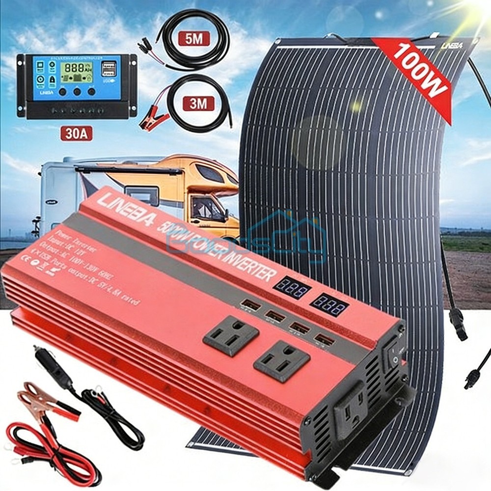 5000W Inverter Solar Panel Kit Solar Power Generator 30A Home 110V Grid System