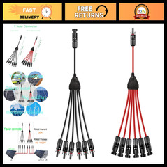 “1 to 6 Solar Y Branch Parallel Connector Cable, 10AWG 45A Waterproof IP68, 30CM