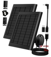 8W Solar Panel for Ring Camera-Pack Solar Panel Charger Compatible with 2 Black