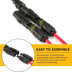 Solar Y Branch 2 to 1 DC Connectors PV IP67 Connector in Pair for Parallel Conne