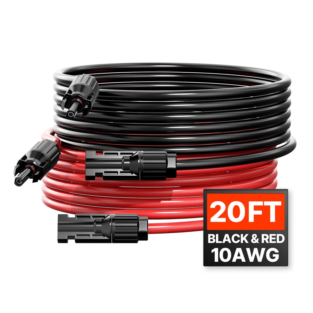 VEVOR 20FT Solar Panel Extension Wire with Female & Male Connectors 10AWG 1 Pair