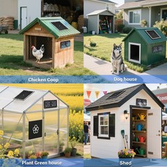 15W Solar Powered Exhaust Fan Kit Waterproof DC for Chicken Coop Shed Greenhouse