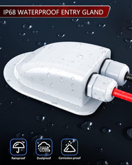 Solar Extension Cable with Solar Double Cable Entry Gland, 10AWG Solar Panel Cab