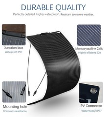 Flexible Solar Panel kit 200W 12V,2PCS 100W Monocrystalline Module,20A Charge…