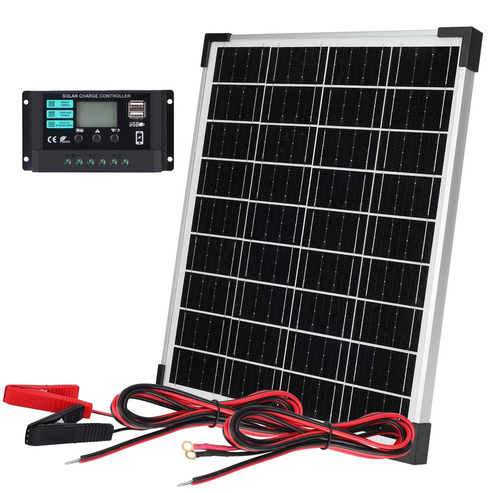 Solar Panels Kit Monocrystalline Solar Battery Maintainer 12V 10A Charge Cont…