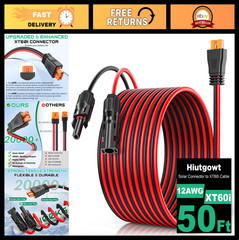 50FT 12AWG XT60i Solar Charging Cable, XT60i to Solar Connector Extension, 3-40F
