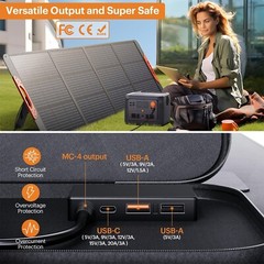200 Watt Portable Solar Panel for Power Station, Foldable Solar Charger with …