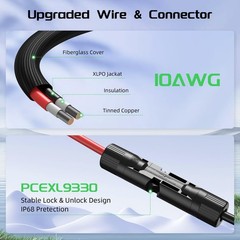 10FT Twin Wire Solar Panel Extension Cable, 10 Gauge PV Wire with IP68 Female…