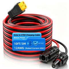 10FT/3M Solar Panel Cable 12AWG Solar Panel Connector to XT60 Charge Adapter