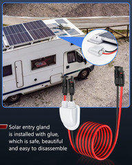 Solar Extension Cable with Solar Double Cable Entry Gland, 10AWG Solar Panel Cab