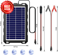7.5W Solar Battery Trickle Charger Maintainer 12V Portable Waterproof Kit US