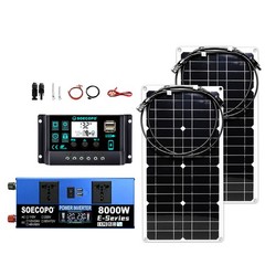 8000W Peak Solar Kit 2pcs Flexible Panel 100A Controller 12V/24V 110V 220V Ut