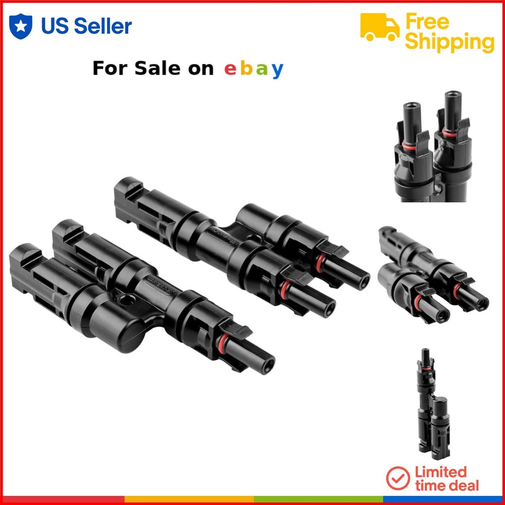 Solar Y Branch Connector Pair Plastic Copper Silver FFM FFM Parallel Connection