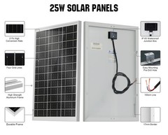 ECO-WORTHY Solar Panel 25W 18V Monocrystalline Waterproof Panel for Charging …