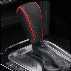 Leather Car Gear Shift Knob Cover, Anti-Slip Breathable Car Shifter Lever Cover,