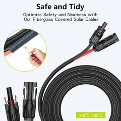 33Ft 10AWG Solar Cable Extension with Protection Cover, Solar Wire with