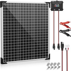 50W 24V Solar Panel Battery Charger Kit with MPPT Charge Controller