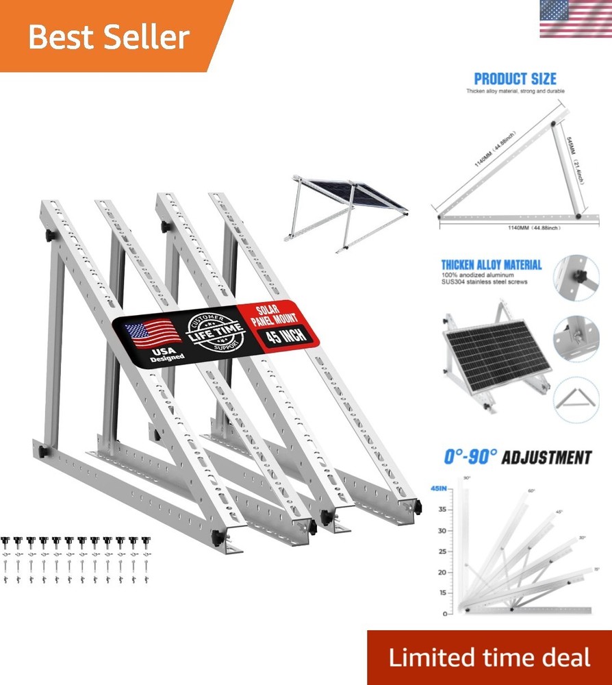 45-Inch Aluminum Solar Mounting Brackets – Adjustable for Various Applications