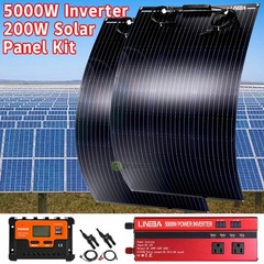 Kit 5000W Power Inverter Flexible Solar Panel Power Station for Outdoor RV/Boat