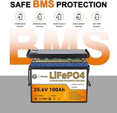 24V 100Ah LiFePO4 Lithium BtrPower Battery for RV Marine Solar System 100A BMS