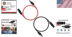 Solar Cable 3 Feet 10AWG Heavy Duty Copper Wire MC4 Pair UV Protected System Use