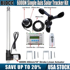 6000N Single Axis Solar Tracker-18″ 12V Linear Actuator +Controller +Wind Sensor