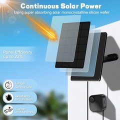Pack 6W Solar Panel for Blink Camera, High-Efficiency Monocrystalline 4 Black