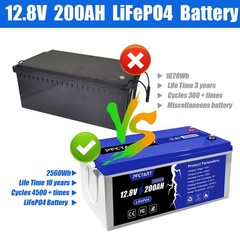 PFCTART 12.8V 200AH LiFePO4 Deep Cycle Lithium Battery for RV Camping Off-Grid