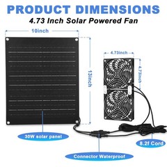 Juego De 2 Ventiladores Solares De 30W Para Flujo De Aire En Gallineros Lujo
