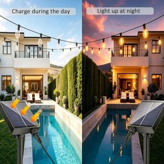 Solar Battery Box for 3V LED String Lights, 1200mAh Lithium Solar Panel with Rem