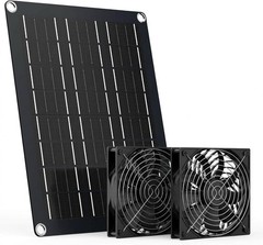 15W Solar Powered Fan Kit with 2 Waterproof Fans – Ideal for Greenhouses & Coops