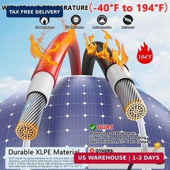 Oududianzi 2×100 Feet Solar Panel Wire, 10AWG Solar Wire Tinned Copper PV Cable