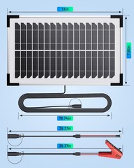 7.5W Solar Battery Maintainer Trickle Charger 12V Waterproof Panel IP68, Overcha