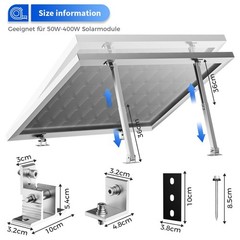 2 Sets Adjustable Solar Panel Tilt Mount Brackets for 50W-400W Panels Boat RV