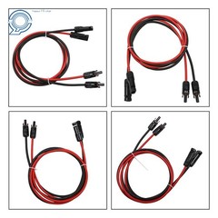 10 AWG Solar Panel Extension Cable Wire Connector 1 Pair 5ft Black + Red