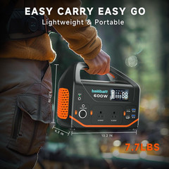 Portable Power Station 600W 293Wh Camping Lithium Battery, Portable Generator fo