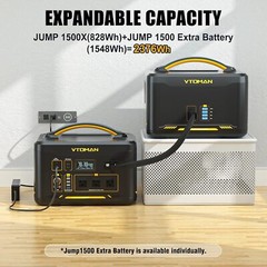 VTOMAN Jump 1500X Portable Power Station 1500W (3000W Peak), 828Wh LiFePO4 (LFP)