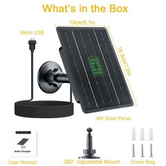 Zivif 4W Solar Panel for Blink Outdoor 3rd Gen, XT and XT2 Cameras, 1 Pack | USB