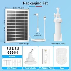 7W Solar Panel & 2-in-1 Wall Mount for Ring Cam – Adjustable, Weatherproof Charg