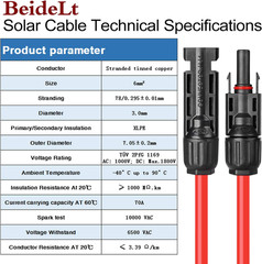 Solar Extension Cable 10AWG MC4 Connector,Pv Wire Extension Cord with Male and F