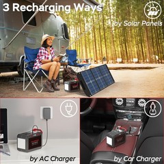 Portable Power Station 300W 237Wh Camping Solar Generator Backup Lithium Batter
