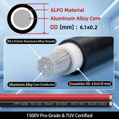 Cost-Effective 10 AWG Solar Extension Cable 2×20 FT – Black & Red Approved