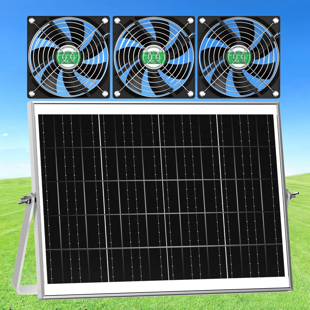 Solar Chicken Coop Fan 3 Kit 25W Solar Powered Greenhouse Fan Outdoor Waterproof