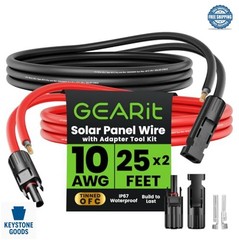 Solar Extension Cable 10 AWG 25ft MC4 Male Female Pair Tinned Copper PV Wire