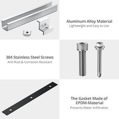 Solar Panel Bracket Kit, 6 Pcs 7.87 in Aluminium Solar Panel Mounting Silver