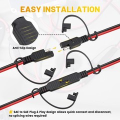 25FT 16AWG SAE Extension Cable, 2 Pin Quick Connector for Solar, Automotive, Tro