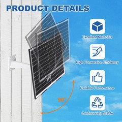 Solar Panel, 12W 12V USB Solar Panel Charger with Wall Mount, White
